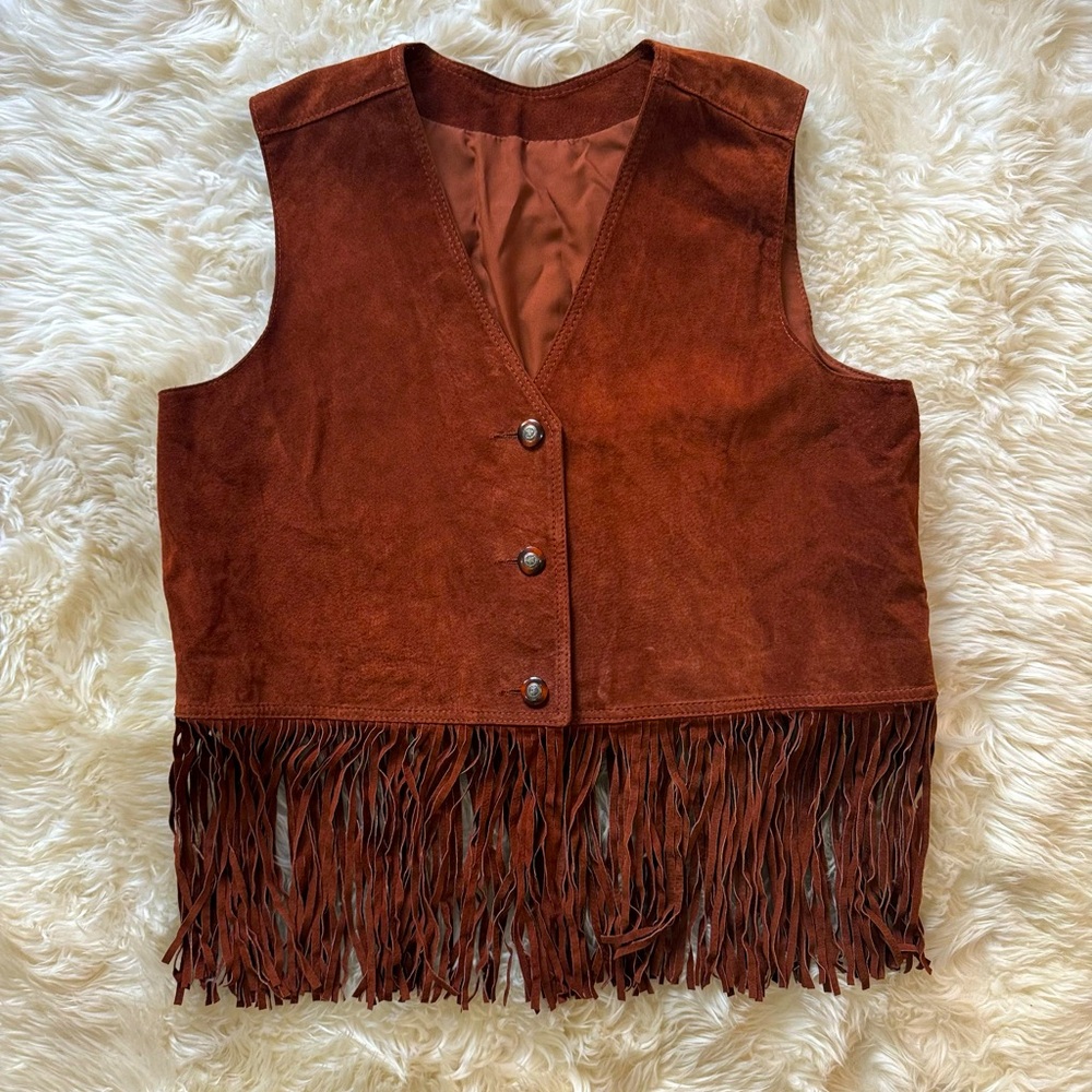 Vintage Brown Suede Fringe Vest